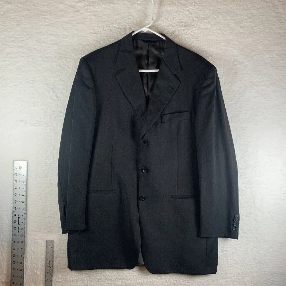 Burberry Blazer Jacket Men's 43 L Gray Wool Single Breasted Notch Lapel 8252‎